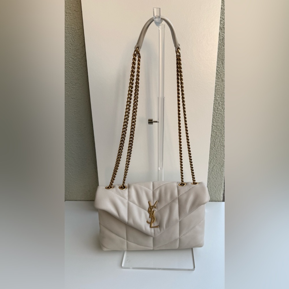 Saint Laurent Quilted Loulou Puffer Shoulder Bag in Crema Soft - Picture 12 of 12